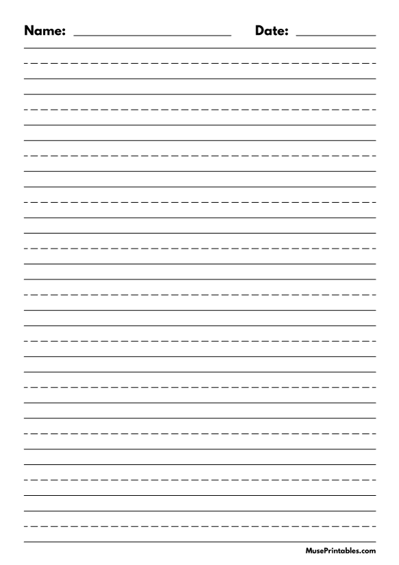 Black and White Name and Date Handwriting Paper (5/8-inch Portrait): A4-sized paper (8.27 x 11.69)