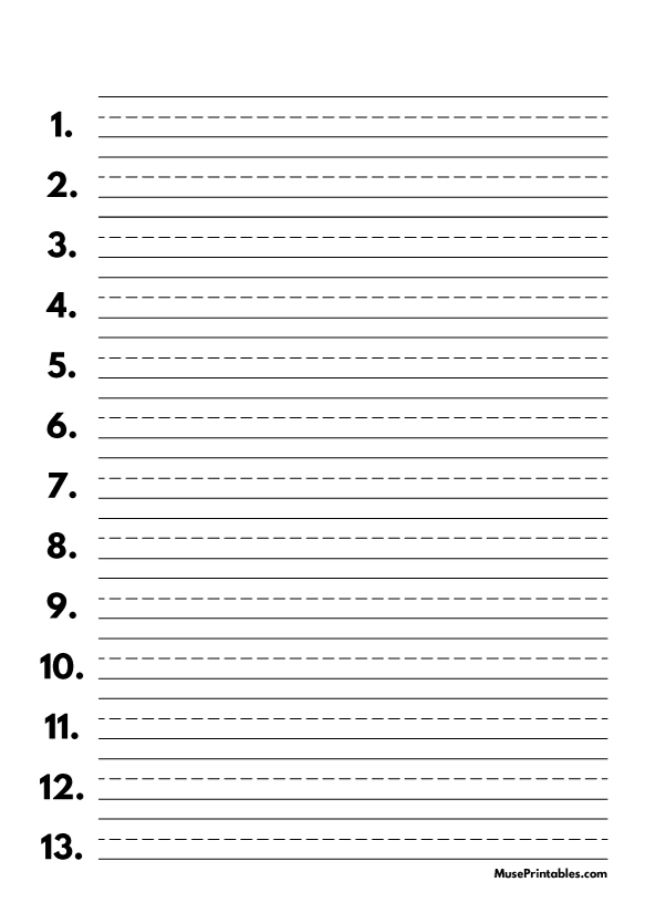 Printable Numbered Lined Paper Printable World Holiday