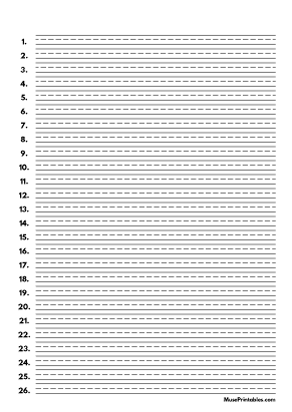 Black and White Numbered Handwriting Paper (1/4-inch Portrait) - A4