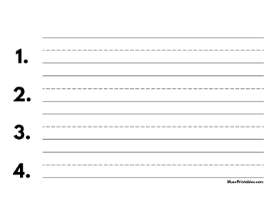 Black and White Numbered Handwriting Paper (1-inch Landscape) - Letter