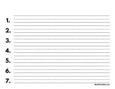 Black and White Numbered Handwriting Paper (5/8-inch Landscape) - Letter