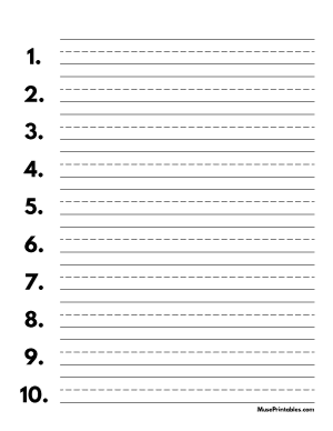Black and White Numbered Handwriting Paper (5/8-inch Portrait) - Letter