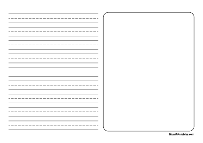 Black and White Story Handwriting Paper (1/2-inch Landscape) - A4