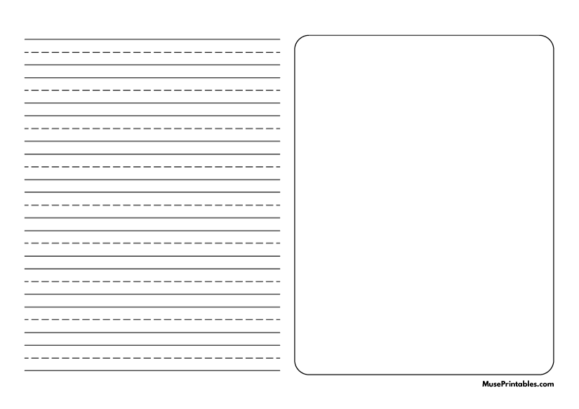 Black and White Story Handwriting Paper (1/2-inch Landscape): A4-sized paper (8.27 x 11.69)