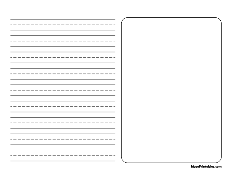 Black and White Story Handwriting Paper (1/2-inch Landscape): Letter-sized paper (8.5 x 11)