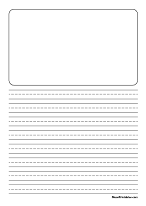 Black and White Story Handwriting Paper (1/2-inch Portrait) - A4