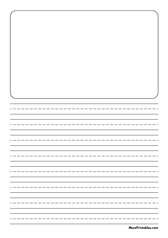 Black and White Story Handwriting Paper (1/2-inch Portrait): A4-sized paper (8.27 x 11.69)