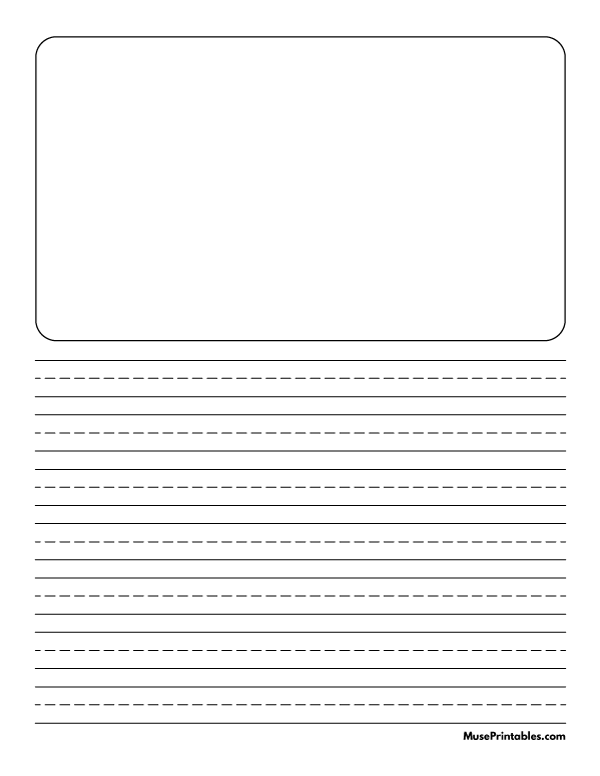 Black and White Story Handwriting Paper (1/2-inch Portrait): Letter-sized paper (8.5 x 11)