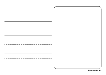 Black and White Story Handwriting Paper (1-inch Landscape) - A4