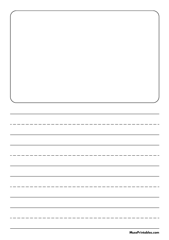 Black and White Story Handwriting Paper (1-inch Portrait): A4-sized paper (8.27 x 11.69)