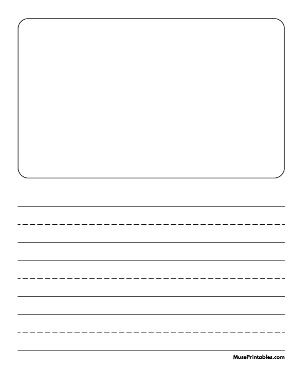 Black and White Story Handwriting Paper (1-inch Portrait): Letter-sized paper (8.5 x 11)