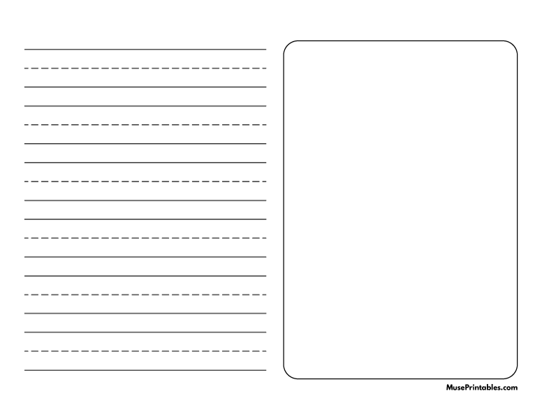 Black and White Story Handwriting Paper (3/4-inch Landscape): Letter-sized paper (8.5 x 11)