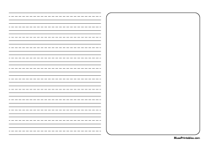 Black and White Story Handwriting Paper (3/8-inch Landscape) - A4