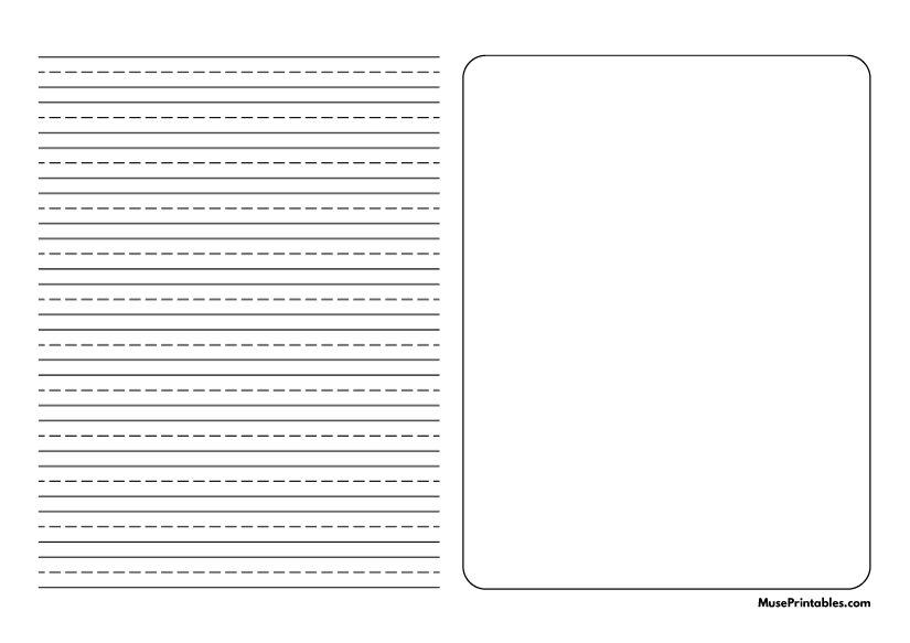 Printable Black and White Story Handwriting Paper (3/8inch Landscape