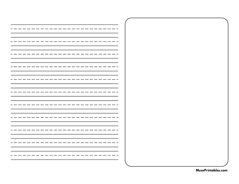 Black and White Story Handwriting Paper (3/8-inch Landscape): Letter-sized paper (8.5 x 11)