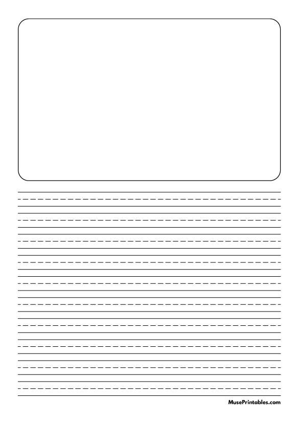 Printable Black and White Story Handwriting Paper (3/8inch Portrait
