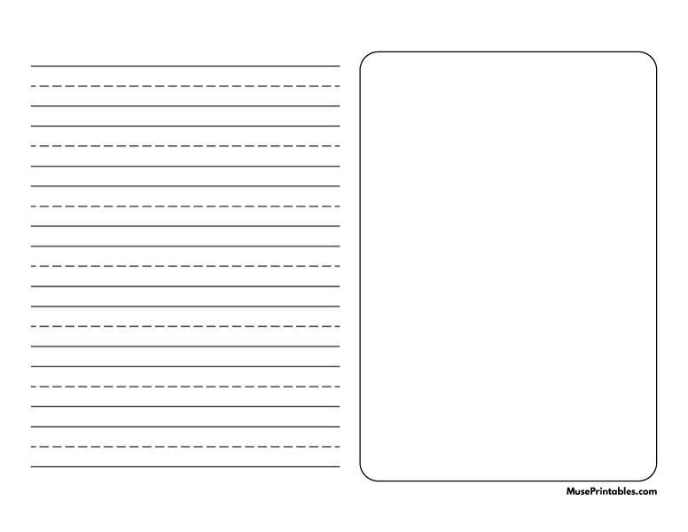 Black and White Story Handwriting Paper (5/8-inch Landscape): Letter-sized paper (8.5 x 11)