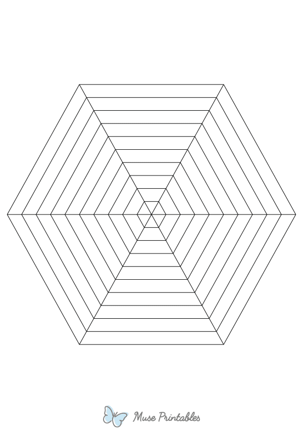 Black Concentric Hexagon Graph Paper : A4-sized paper (8.27 x 11.69)