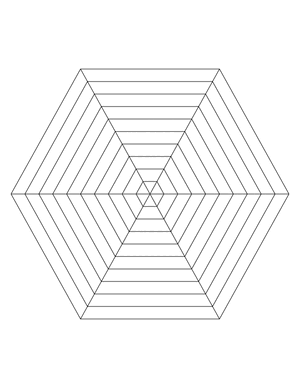 Black Concentric Hexagon Graph Paper  - Letter