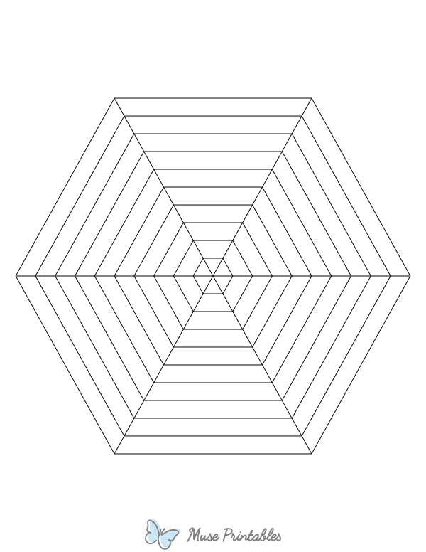 Black Concentric Hexagon Graph Paper : Letter-sized paper (8.5 x 11)