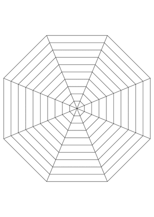 Black Concentric Octagon Graph Paper  - A4