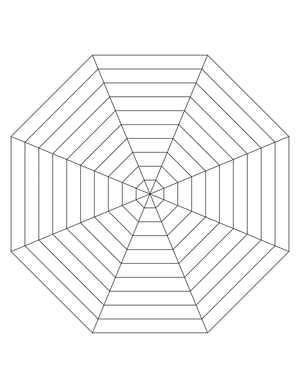 Black Concentric Octagon Graph Paper  - Letter
