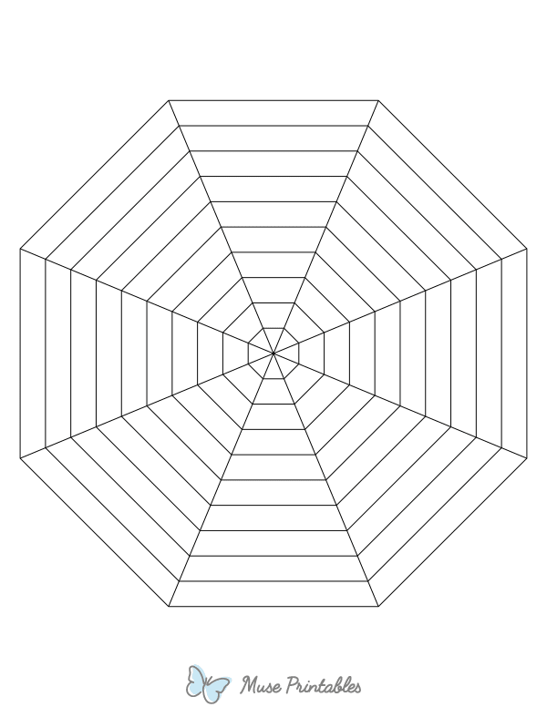 Black Concentric Octagon Graph Paper : Letter-sized paper (8.5 x 11)