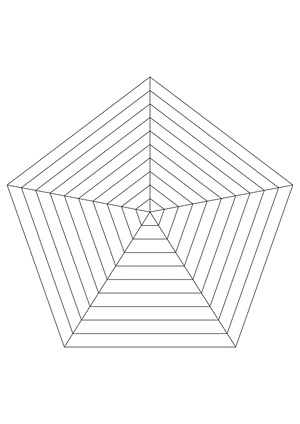 Black Concentric Pentagon Graph Paper  - A4