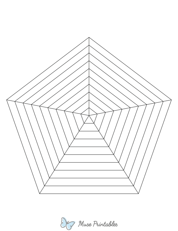 Black Concentric Pentagon Graph Paper : Letter-sized paper (8.5 x 11)