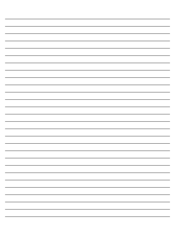 Black Lined Paper Wide Ruled: Letter-sized paper (8.5 x 11)