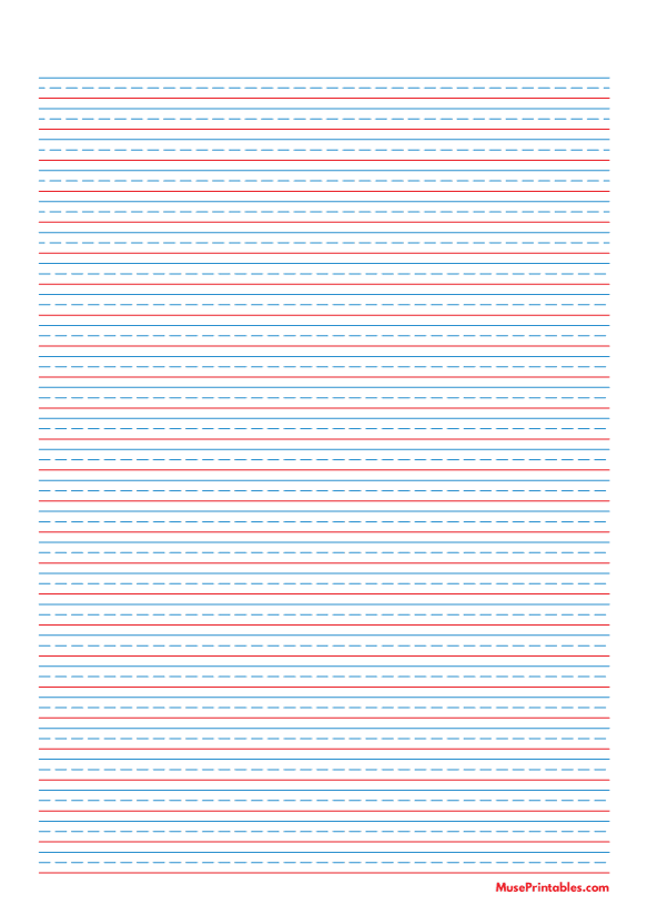 Blue and Red Handwriting Paper (1/4-inch Portrait): A4-sized paper (8.27 x 11.69)