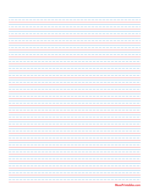 Blue and Red Handwriting Paper (1/4-inch Portrait): Letter-sized paper (8.5 x 11)