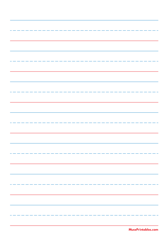 Blue and Red Handwriting Paper (1-inch Portrait): A4-sized paper (8.27 x 11.69)