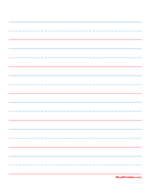 Blue and Red Handwriting Paper (1-inch Portrait) - Letter