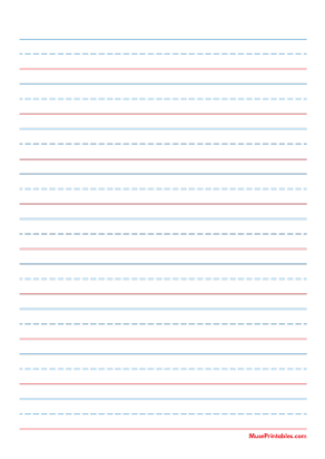 Blue and Red Handwriting Paper (3/4-inch Portrait) - A4