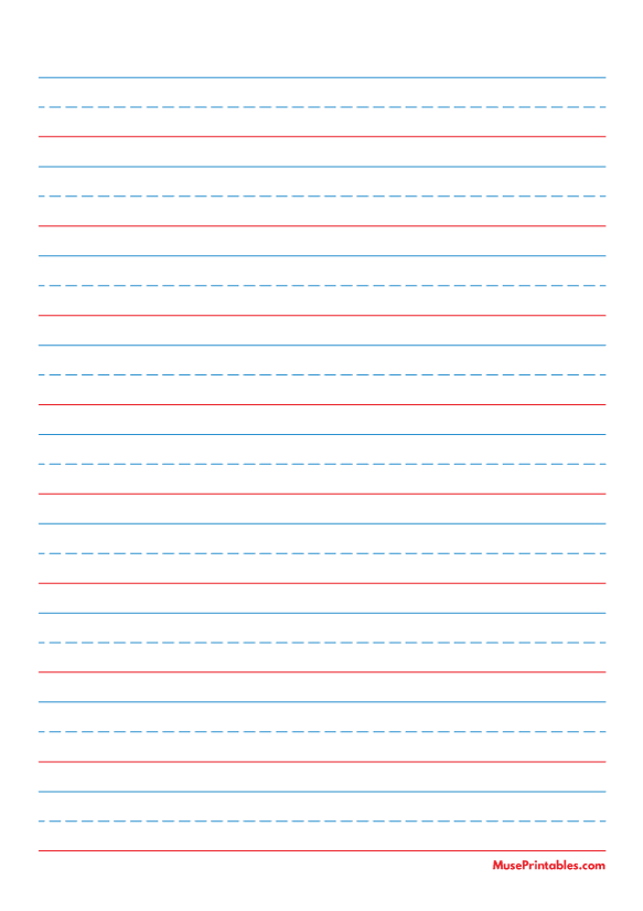 Blue and Red Handwriting Paper (3/4-inch Portrait): A4-sized paper (8.27 x 11.69)