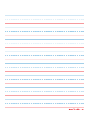 Blue and Red Handwriting Paper (3/4-inch Portrait) - Letter