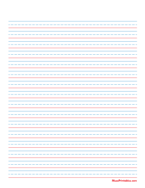 Blue and Red Handwriting Paper (3/8-inch Portrait) - Letter