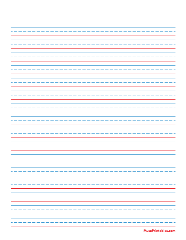 Blue and Red Handwriting Paper (3/8-inch Portrait): Letter-sized paper (8.5 x 11)