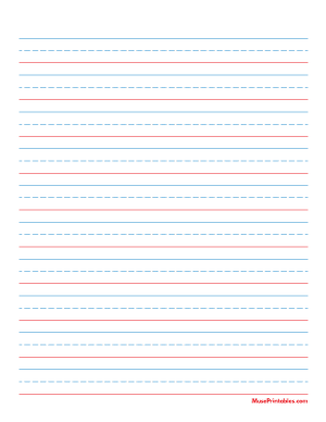 Blue and Red Handwriting Paper (5/8-inch Portrait) - Letter