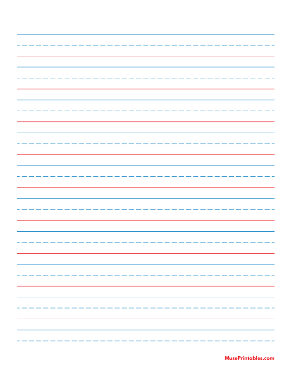 Blue and Red Handwriting Paper (5/8-inch Portrait): Letter-sized paper (8.5 x 11)