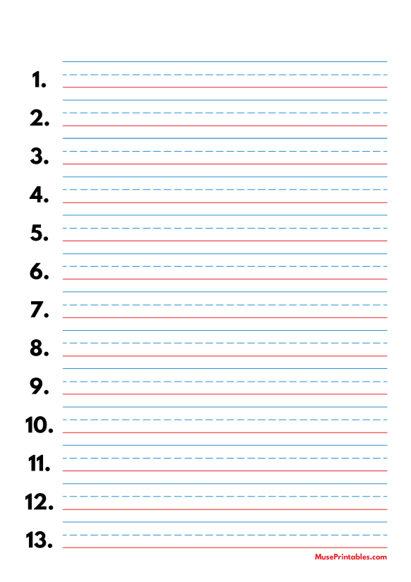 numbered lined paper template printable pdf form free printable