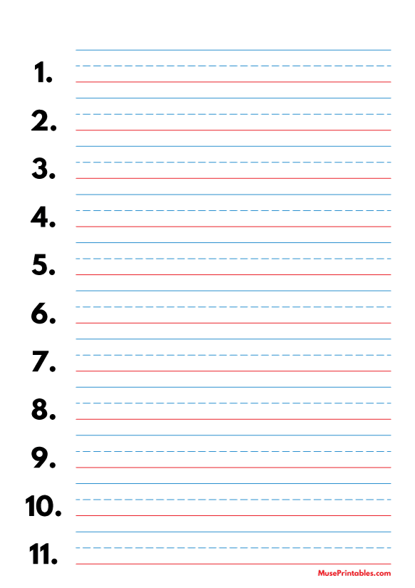 Blue and Red Numbered Handwriting Paper (5/8-inch Portrait): A4-sized paper (8.27 x 11.69)