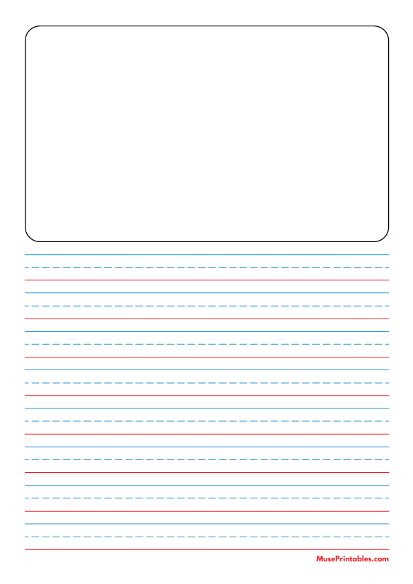 Blue and Red Story Handwriting Paper (1/2-inch Portrait): A4-sized paper (8.27 x 11.69)