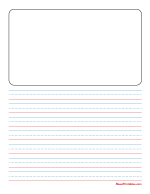Blue and Red Story Handwriting Paper (1/2-inch Portrait) - Letter