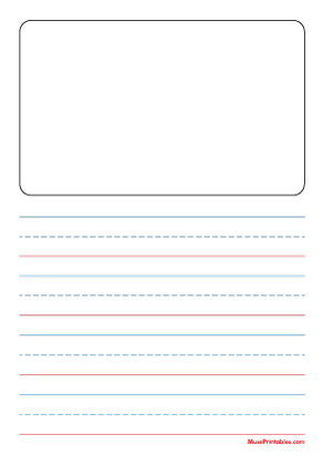 Blue and Red Story Handwriting Paper (1-inch Portrait) - A4