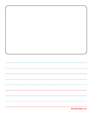 Blue and Red Story Handwriting Paper (1-inch Portrait) - Letter