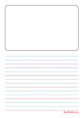 Blue and Red Story Handwriting Paper (3/4-inch Portrait) - A4