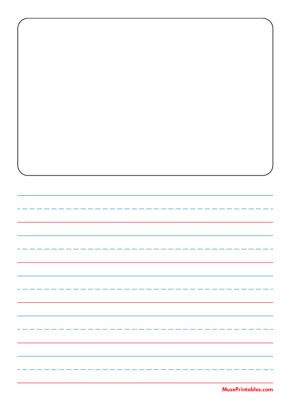 Blue and Red Story Handwriting Paper (3/4-inch Portrait): A4-sized paper (8.27 x 11.69)