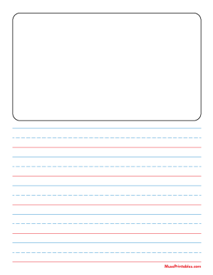 Blue and Red Story Handwriting Paper (3/4-inch Portrait) - Letter